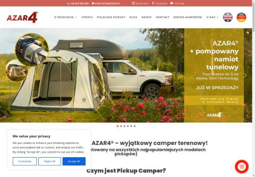 AZAR4 - pickup camper, kapsuła na pickup, kamper pickup