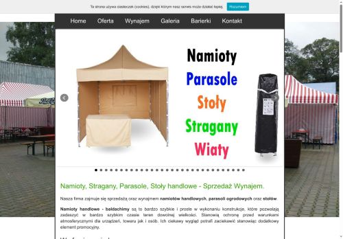 Namioty handlowe, stoły parasole